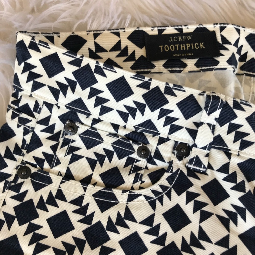 J. Crew Geometric Print Toothpick Ankle Jeans - Picture 3 of 8